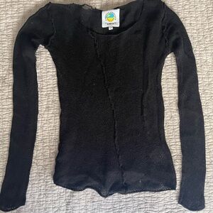 UNIF Doser long-sleeve loose knit/mesh top, size small.